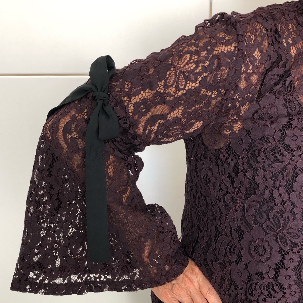 11. LOFT Long Bell Sleeve, Lace Blouse - Picture 2 of 10